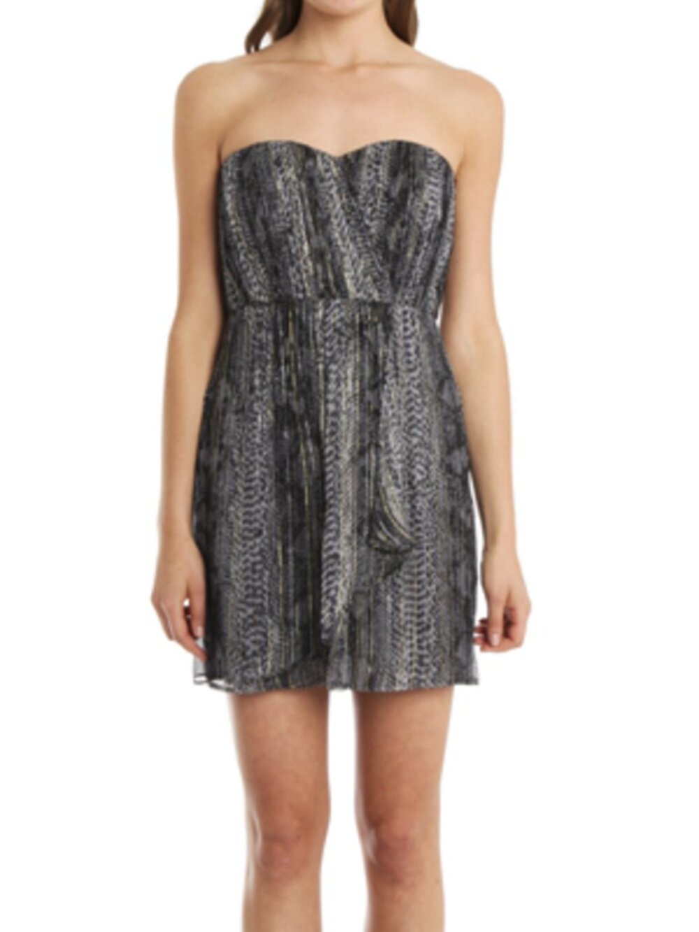 Twelfth Street Cynthia Vincent Gray Silk Strapless Dress, Size 2